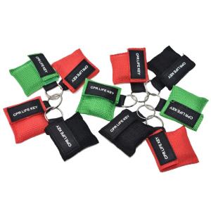 Wholesale Custom Red Cross Pocket Cpr Mask Keychain With Gloves First Aid Face Shield Bag Pouch from china suppliers