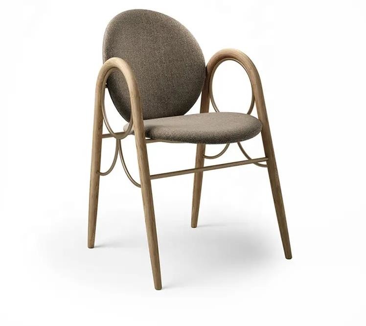 Customized Size Hotel Restaurant Furniture Metal Solid Wood Fabric Dining Chair