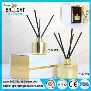 Wholesale high quality glass gold reed diffuser bottle with gift box from china suppliers