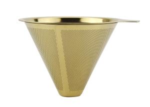 Wholesale High Grade Gold Hand Drip Coffee Dripper Paperless Coffee Maker Etching Bottom from china suppliers