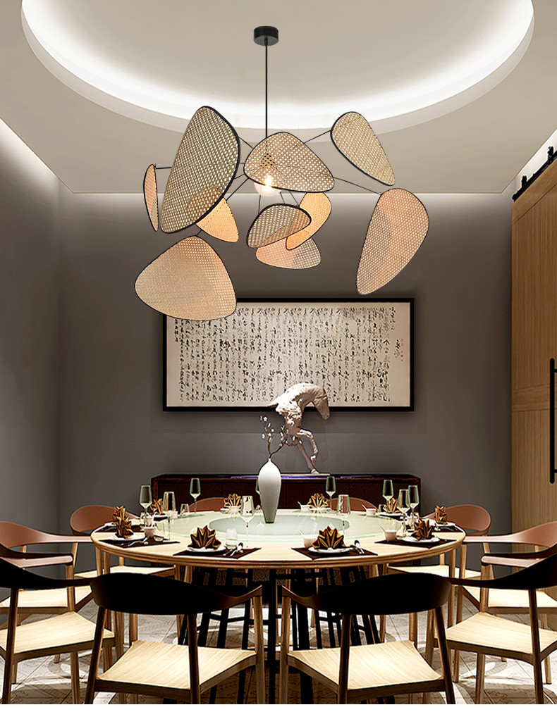 Bamboo Vintage Restaurant rattan woven lamp Dining Room Living Room Are Decor rattan pendant light(WH-WP-22)