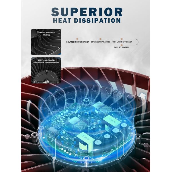 Adjustable LED UFO High Bay Light 3 Power CCT 150W Commercial Dimmable For Garage Warehouse