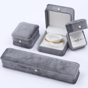 Wholesale Grey Round Corner Pearl Ornament Velvet Jewelry Box Luxury Jewellry Packaging Box from china suppliers