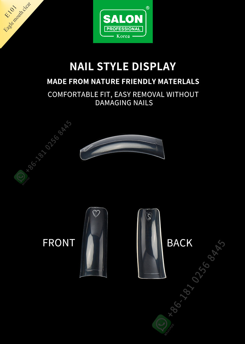 Professional Nail Full Cover Clear ABS Eagle Mouth Clear In 12 Sizes For DIY Manicures Salon