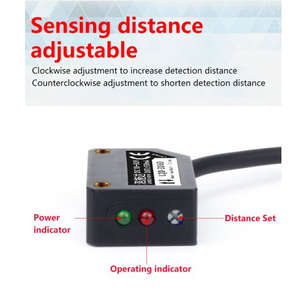 LUOSHIDA Square / Rectangle Laser Diffuse Sensor Q31 PBT Housing 10-30VDC