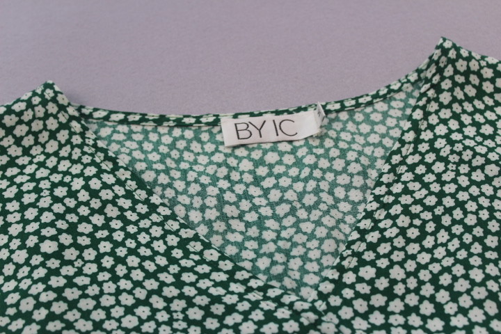 High Waist Flower Plus Size Print Dress Polyester Fabric Green Color For Holiday