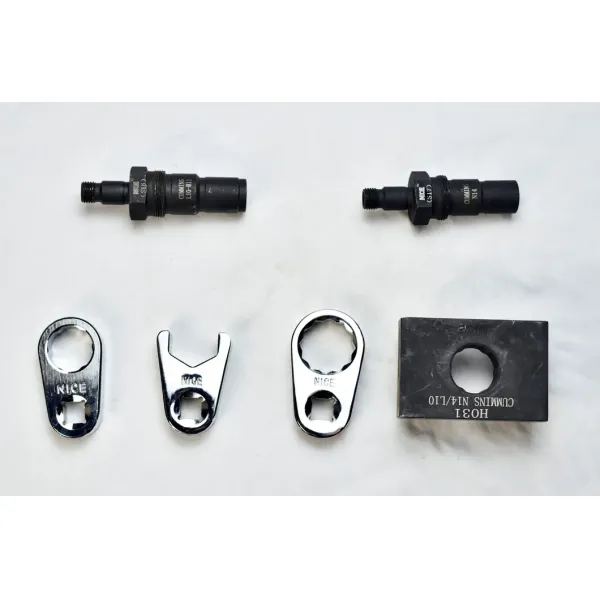 Close-up view of injector dismantling tool