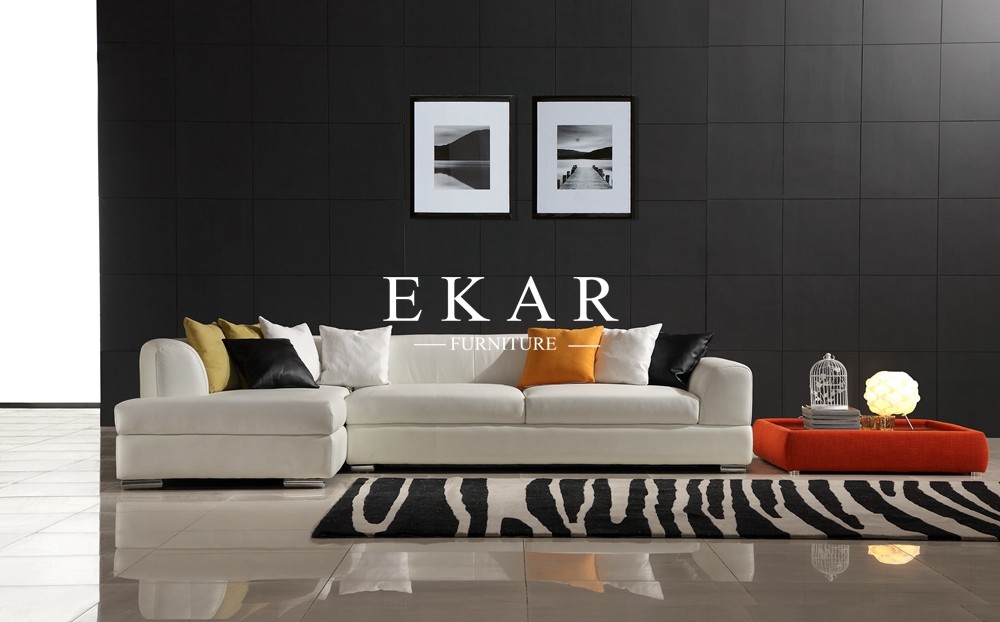 Germany Modern Simple 2017 Latest Home Furniture Living Room Snow-white Genuine Leather Sectional Sofa Sets ZZ-T-006