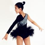 MiDee V-Neck One-Sleeve Leotard with Lace Inserted Tutu Skirt Ballet Dance