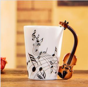 Wholesale 3D Creative Travel Custom Ceramic Mugs 13OZ With Violin Handgrip from china suppliers