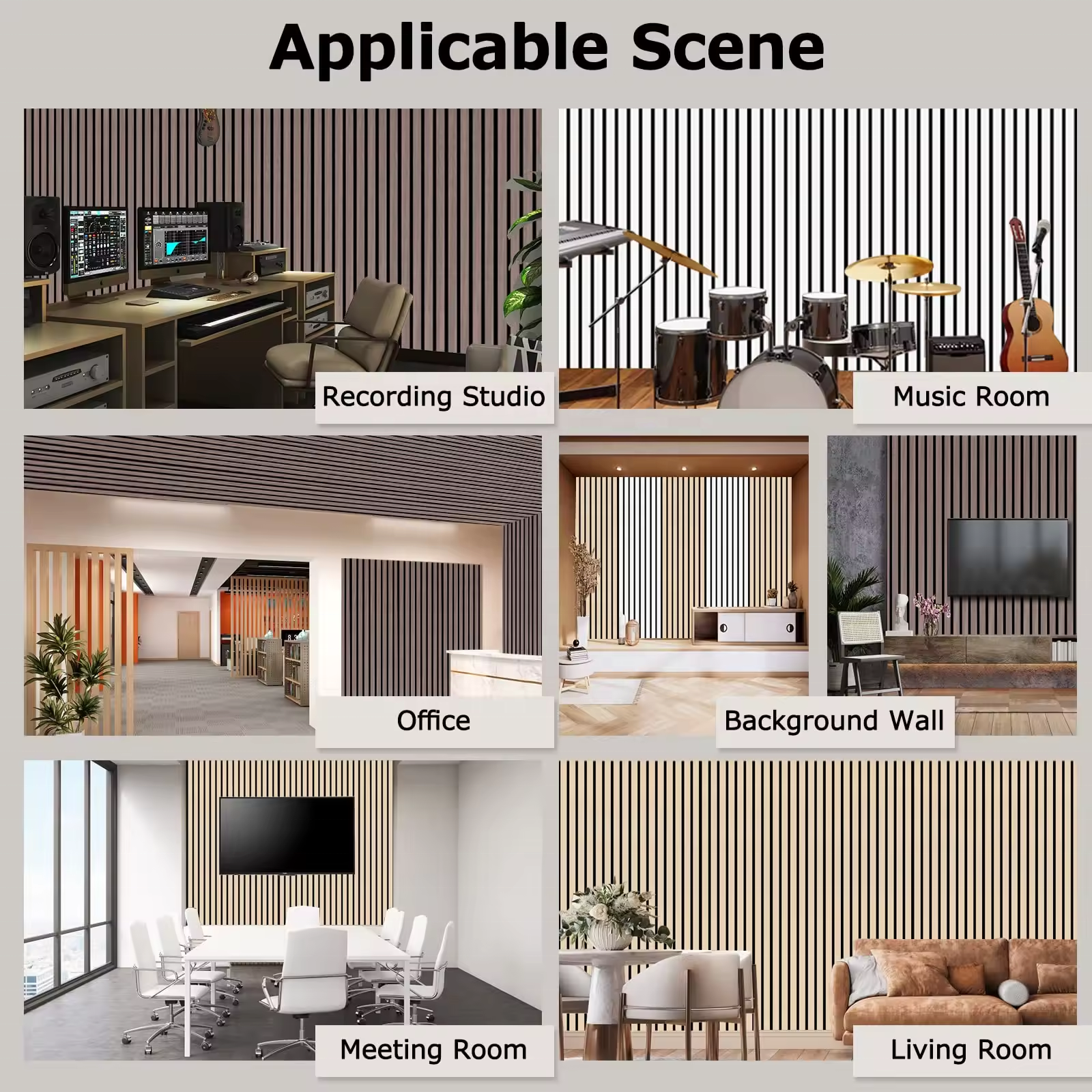 Office Studio Akupanel Wooden Slatted Sound Absorbing Proofing Boards Ceiling Pet Wood Slat Wall Soundproof Acoustic Panels