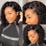 Deep Water Wave 13x4 Lace Frontal Wig Brazilian Curly Short Bob Human Hair Wigs