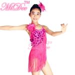 Handmade Beading Latin Dance Wear Diagonal Coin Sequin Fringe Dress Leotard