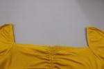 Sexy Long Sleeve Custom Women' Dresses Square Neck Rib Dresses Apricot Color