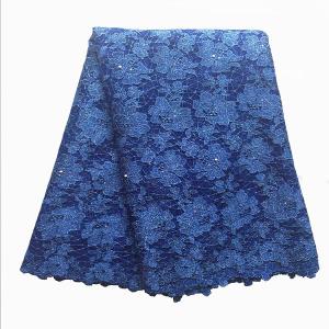 Wholesale Royal blue embroidery mesh beaded lace fabrics switzerland for wedding dress from china suppliers