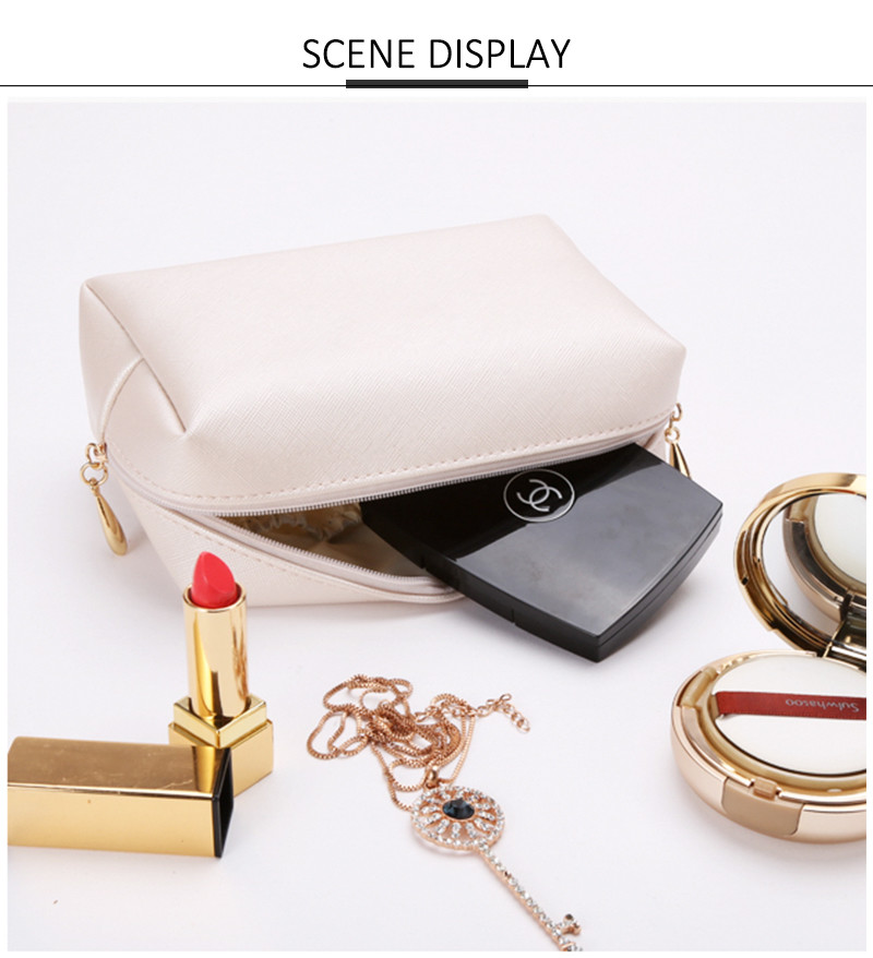 Saffiano PU Leather Travel Cosmetic Pouch For Women
