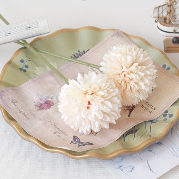 White Silk Faux Artificial Chrysanthemum Heads Arrangement DIY Wedding Party Decor