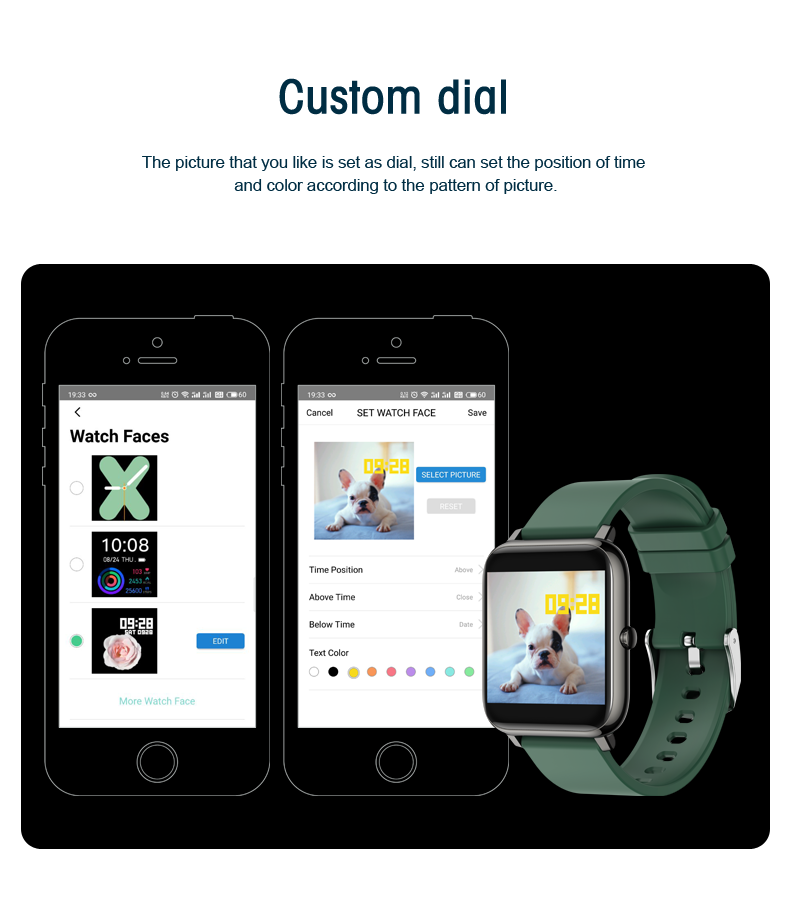 P22 GPS Calorie Count Sport Heart Rate Waterproof Smartwatch For Android IOS Phone