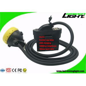 Corded Mining Cap Lamp USB Charger Yellow / Green Head Bezel 10000lux Brightness