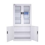 Office Two Door Metal File Cabinet Glass Electrostastic Powder Coating