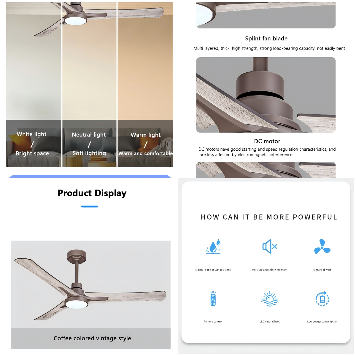 Wholesale factory Custom Adjustable Light Ceiling Fan , 3 Reversible Blade Ceiling Fan With Light And Remote