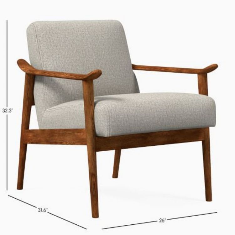 Soft Cushion Armrest Solid Wood Armchair for Nordic Style Leisure Sofa Cushion