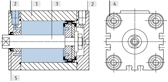 ADVU-25-5-P-A ADVU-25-5-A-P-A,-10,15,-20,-25,-30,-40,-50 Festo Double-Acting Compact Cylinder