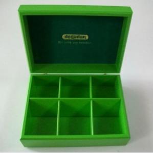 China Wooden tea bag box, environmental green color, hinged & clasp on sale