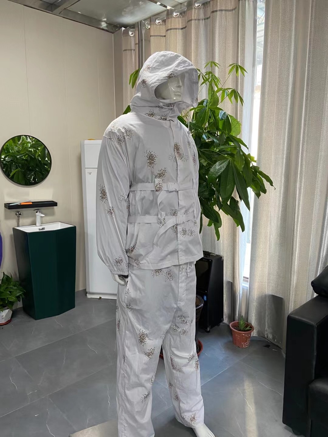5xl 4xl 3xl Camo Ghillie Suit Army Hunting Outdoor Lightweight Hidden Tracking White