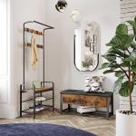Faux Leather Storage Bench, Shoe Bench with Cushion, Industrial Shoe Rack,