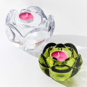 China Lotus Flower Clear Crystal Glass Votive Tealight Candle Holders Lead Free on sale