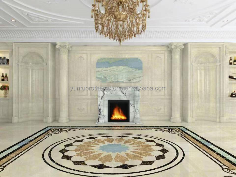 Indoor Fragrant Snow Plum Fireplace Surround in Arched French Style Stone for York Homes