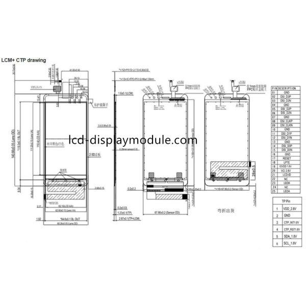 CTP Mobile LCD Screen 5 Inch 720 * 1280 MIPI DSI Interface For Autoelectronics