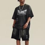 Fabric Type French Terry Printed Bike Acid Wash Sweat Short Pants Men'S Casual