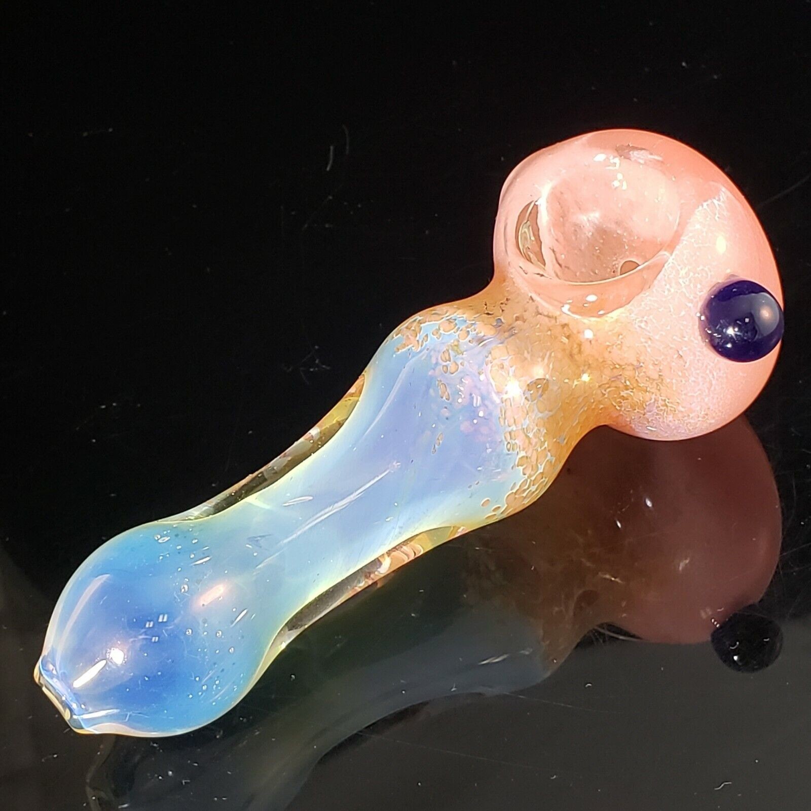 5" Glass Tobacco Pipe Studded Heavy Collectible Hand Bowl
