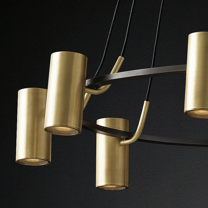 Minimalist Chandeliers Gold LED Black Ring Living Room Dining Lighting circular pendant light(WH-AP-567)