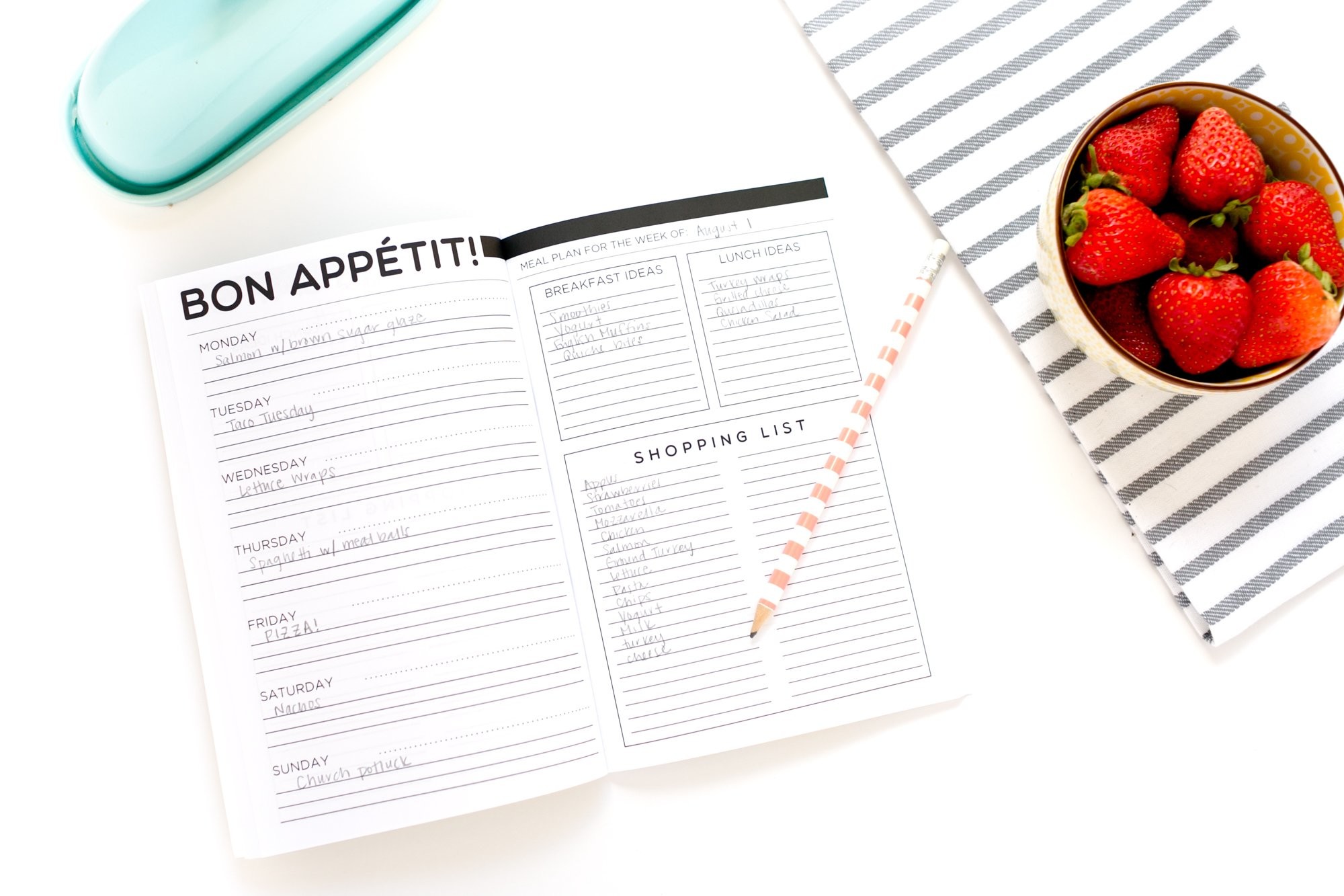 Meal Custom Personal Planner With Grocery List / Recipe Cards / Trackers 52 Weeks