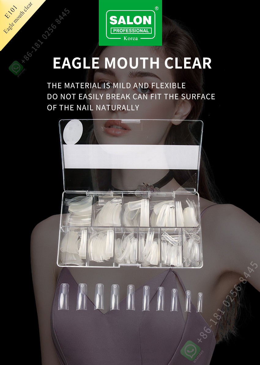 Professional Nail Full Cover Clear ABS Eagle Mouth Clear In 12 Sizes For DIY Manicures Salon