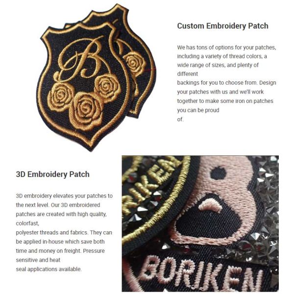 Customized Eco-Friendly Embroidery Patches With Different Colors and Effects Hot Melt Adhesive on the Back