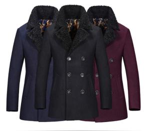Wholesale Regular Length Mens Wool Coat With Fur Collar , Mens Double Breasted Trench Coat from china suppliers