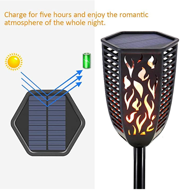 2 Pack 5 Inches 5.5W Flickering Flame Solar Lights