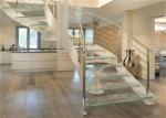 Interior Wrought Iron Curved Wooden Staircase , Floating Wood Stairs Customize