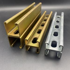 Wholesale Metal Steel Custom Length 41X82 Yellow Zinc Slotted Double Strut Channel from china suppliers