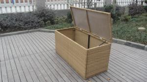 Wholesale Resin Wicker Storage Box , All Weather Plastic Rattan Cushion Box from china suppliers