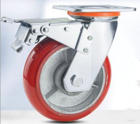 Wholesale 6 Inch Heavy Duty Casters With Brakes Orange Urethane Casters Cast Iron Wheels from china suppliers