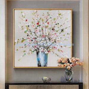 Wholesale Palette Knife Floral Oil Painting Thick Texture Flowers Art Painting On Linen Canvas from china suppliers