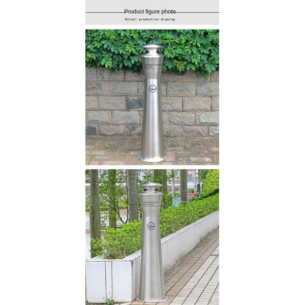 Vertical Customizable logo Hotel Smoke Extinguishing Column Outdoor Park Stainless Steel Smoke Extinguishing Trash Can