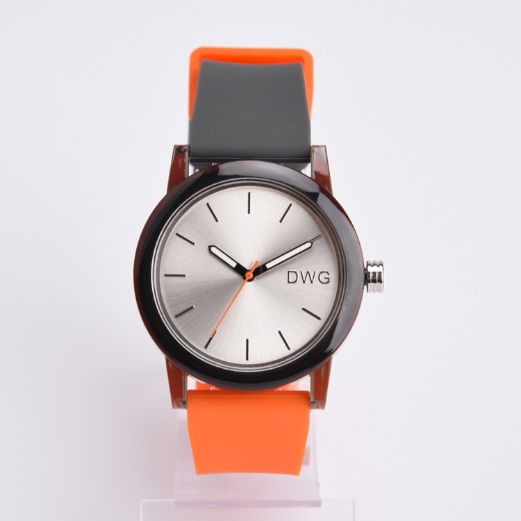 Quick Delivery Silicone Sports Watch , Stainless Steel Back Cover Quartz Watches