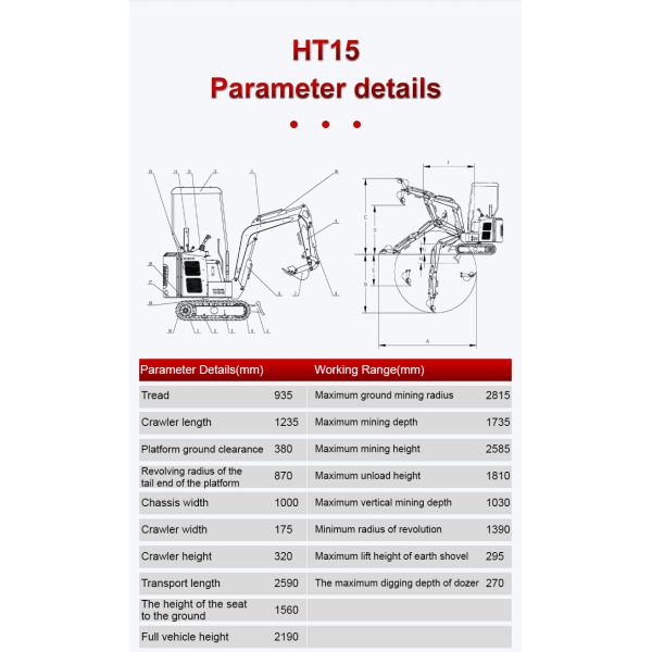 1500kg Small Crawler Excavator Full Hydraulic Pilot Compact Digging Machine