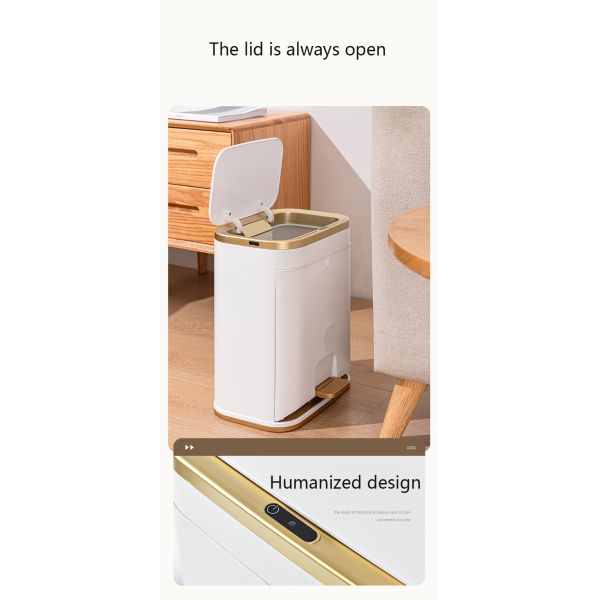 Household Intelligent Induction Electronic Motion Double Open Lid Large Capacity Plastic Trash Can